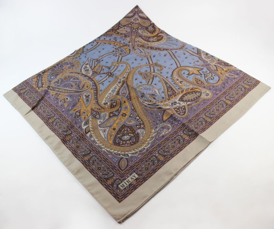120x120 Etnik Desenli Soft Pamuk Eşarp - Vizon