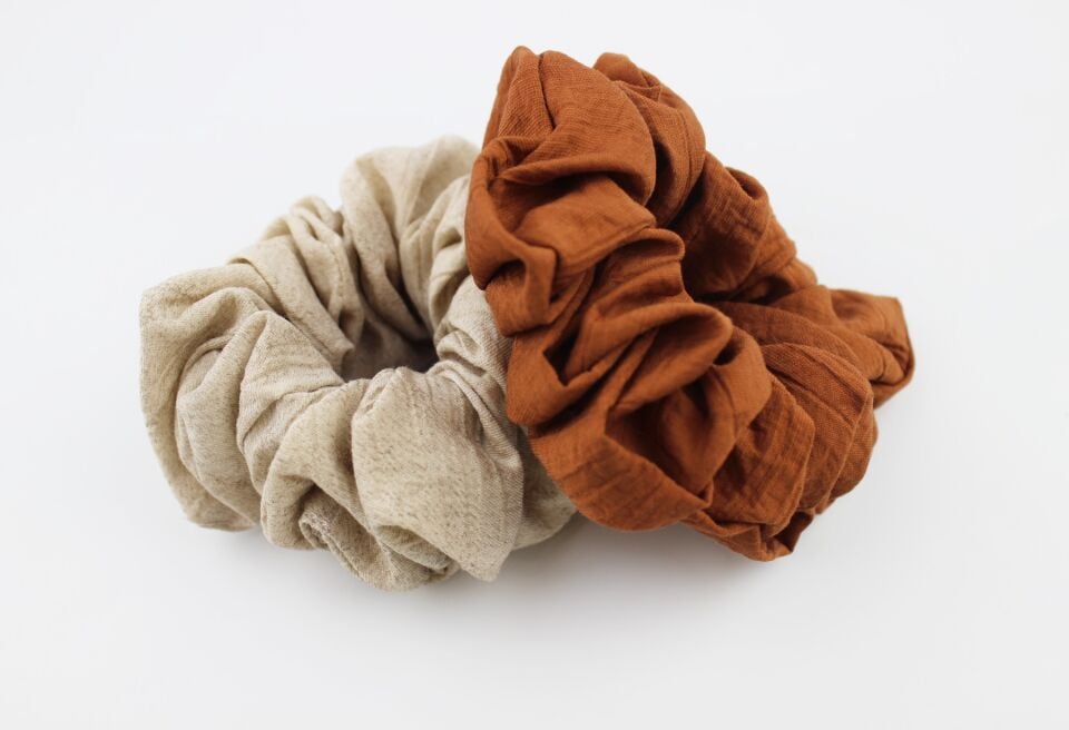 İkili Yumuşak Kumaş Lastik Toka Seti Simit Toka - Toprak, Kiremit