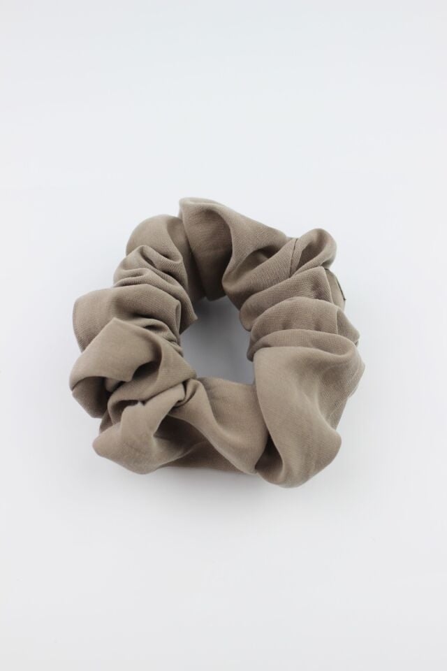 Yumuşak Pamuklu Kumaş Lastik Toka Simit Toka - Vizon