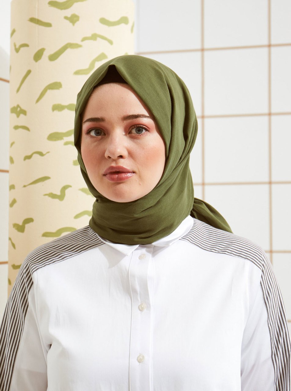 Pamuklu Vual Şal - Çam Yeşili
