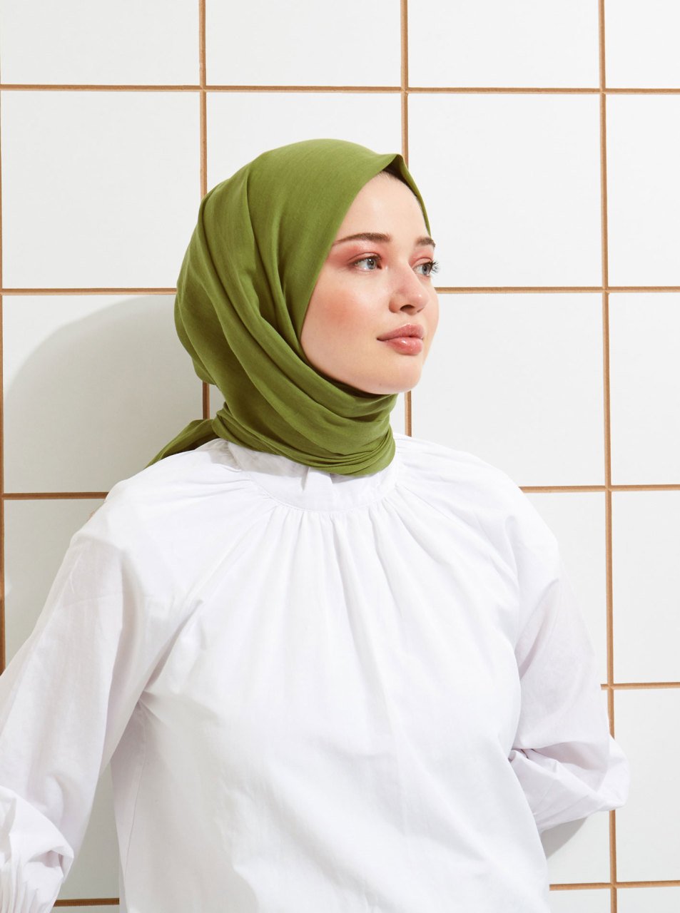 Pamuklu Vual Şal - Çimen