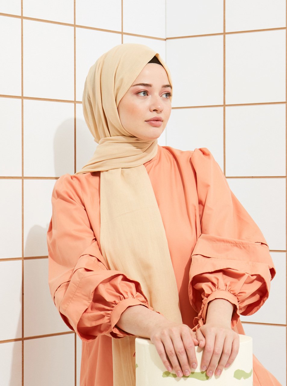 Pamuklu Vual Şal - Manolya