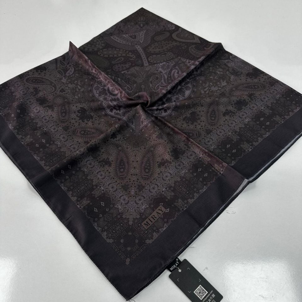 120x120 Etnik Desenli Soft Pamuk Eşarp - Lavanta