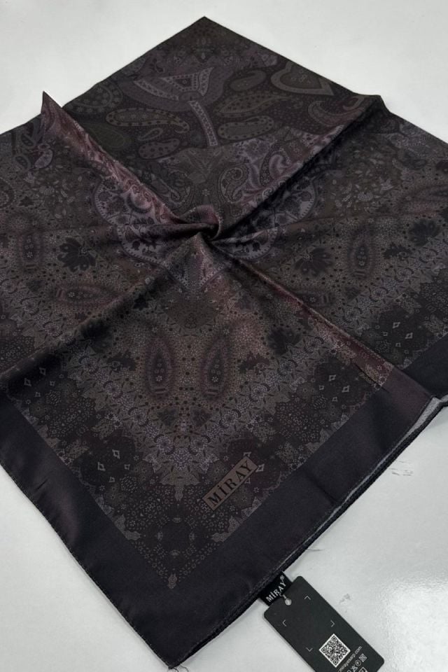120x120 Etnik Desenli Soft Pamuk Eşarp - Lavanta