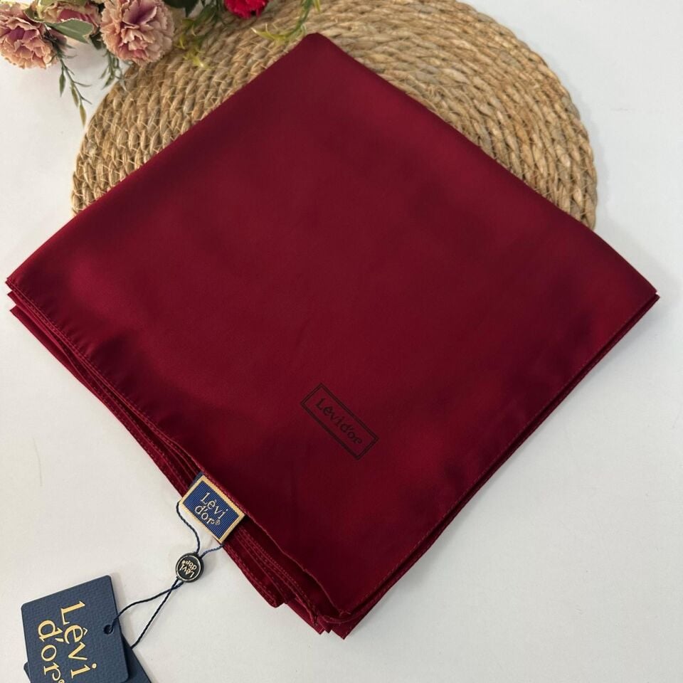 110x110 Levidor Medine İpeği Eşarp - Koyu Kırmızı
