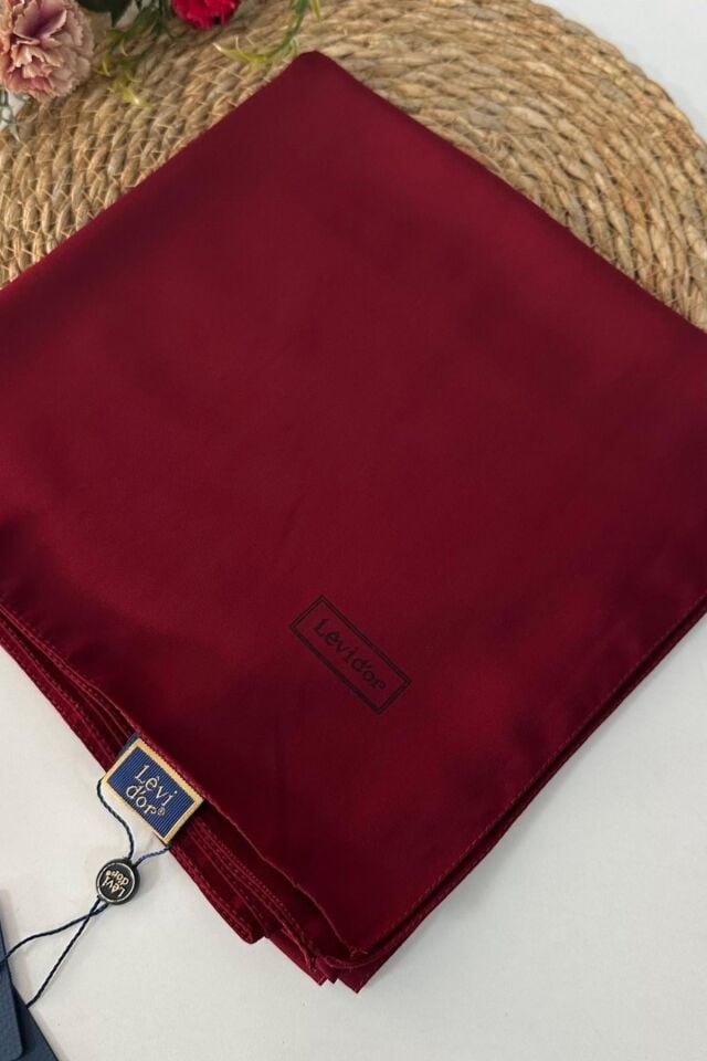 110x110 Levidor Medine İpeği Eşarp - Koyu Kırmızı