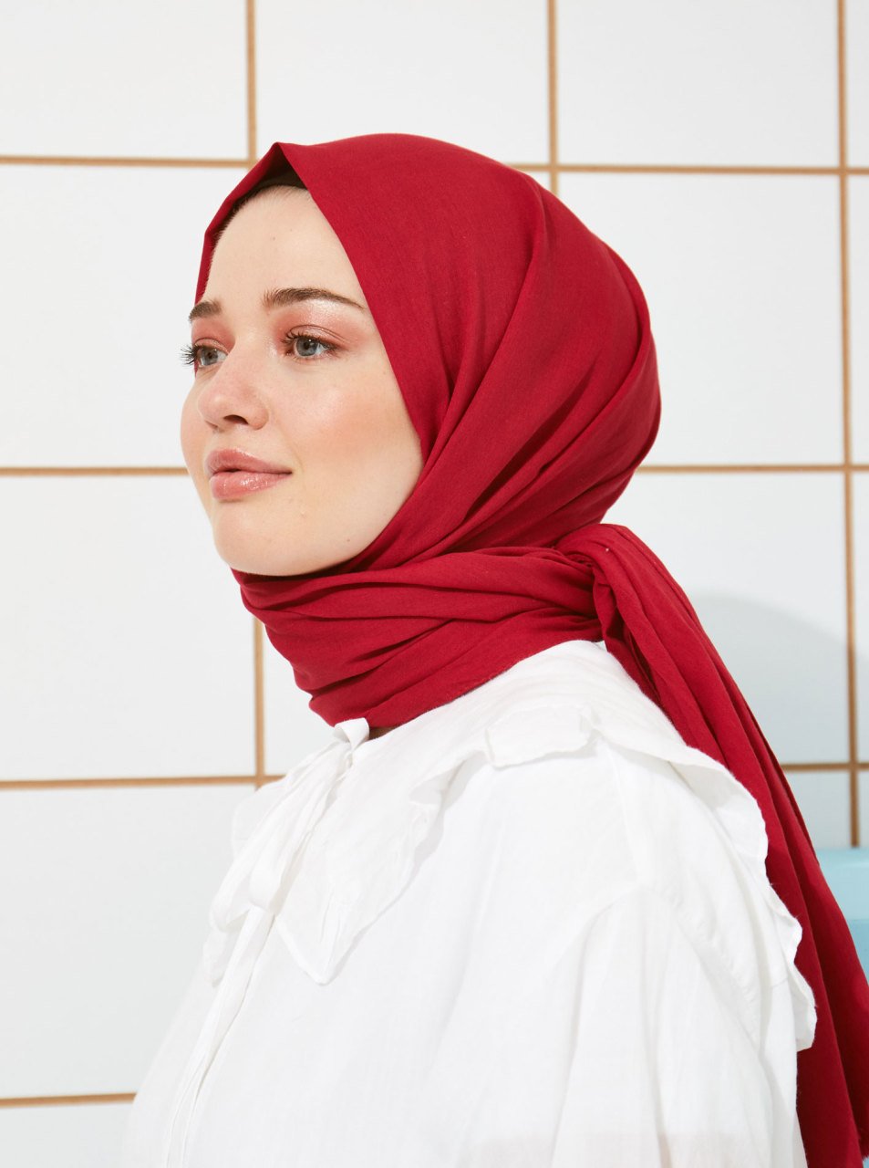 Pamuklu Vual Şal - Vişne Çürüğü