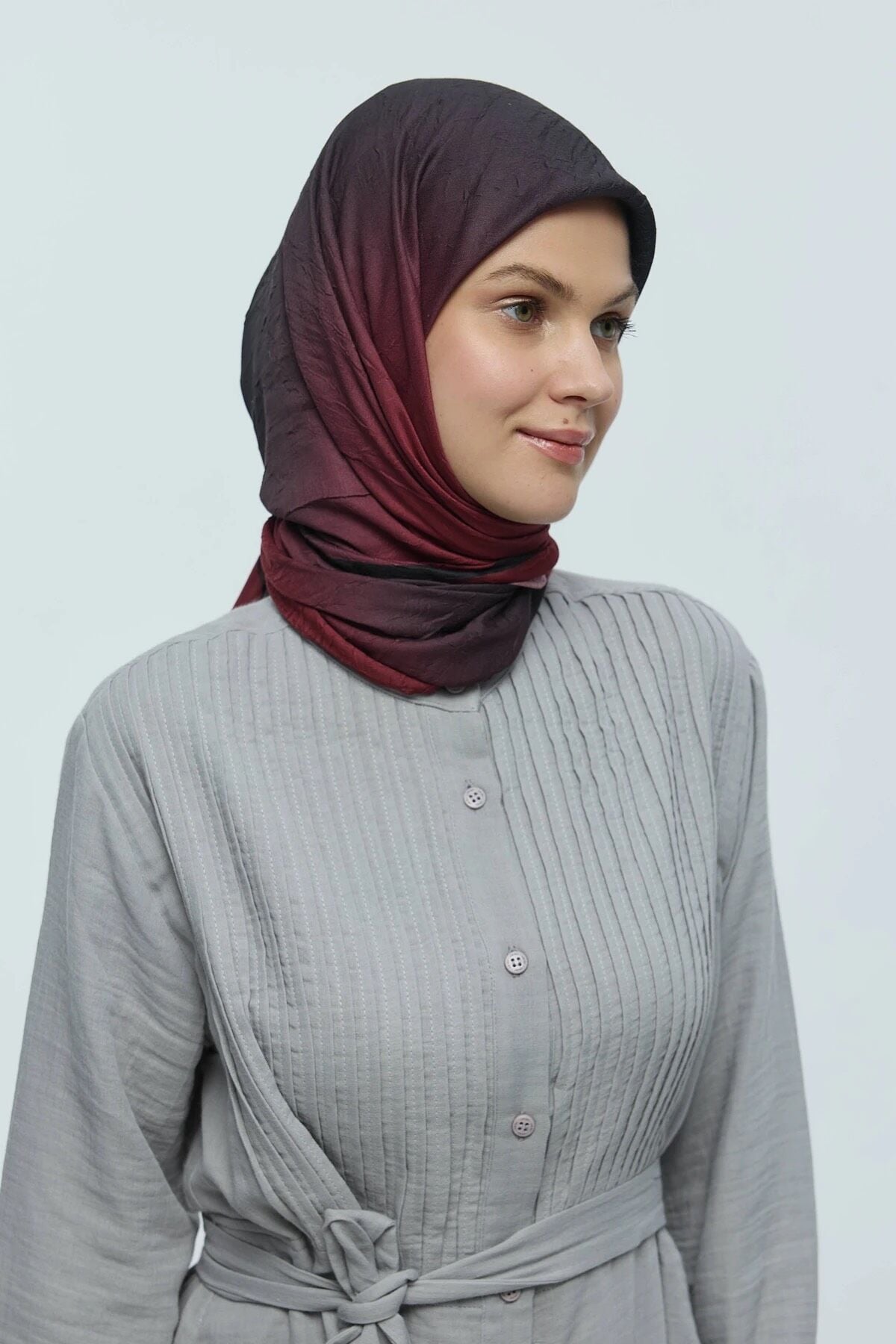 Mirora Desenli Bambu Eşarp - Bordo