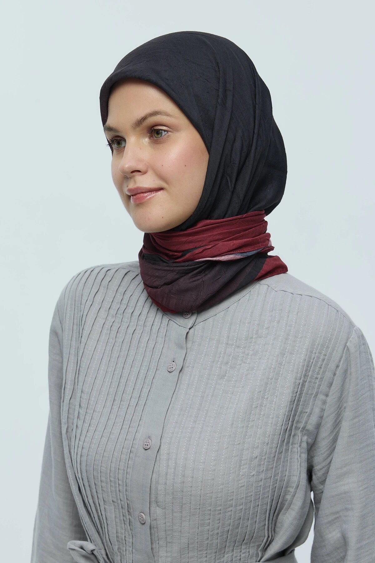 Mirora Desenli Bambu Eşarp - Bordo
