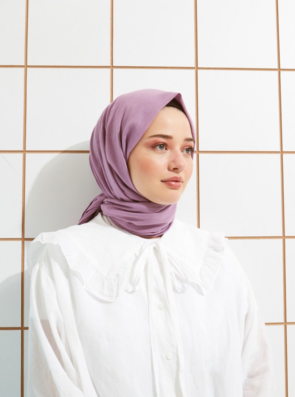Pamuklu Vual Şal - Leylak