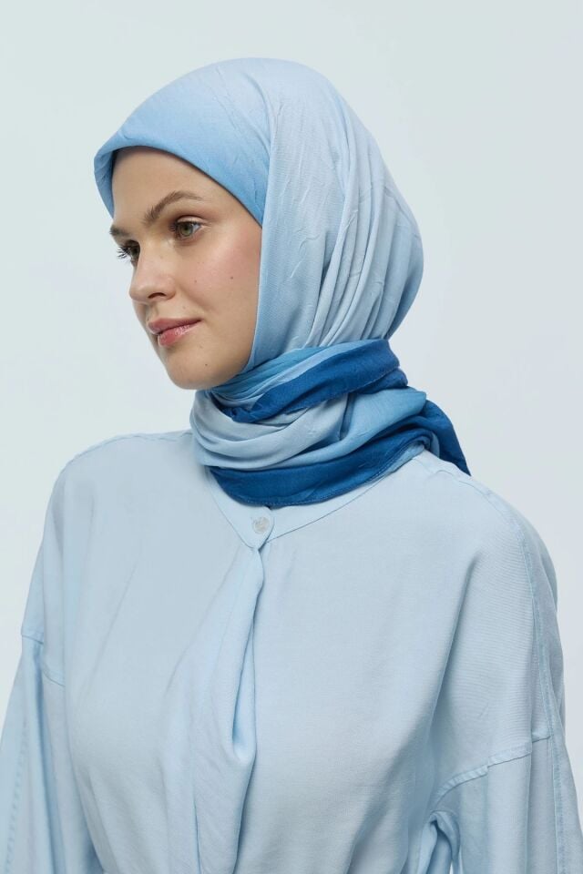 Mirora Desenli Bambu Eşarp - Mavi