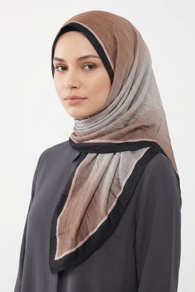 Mirora Desenli Bambu Eşarp - Siyah Kahve