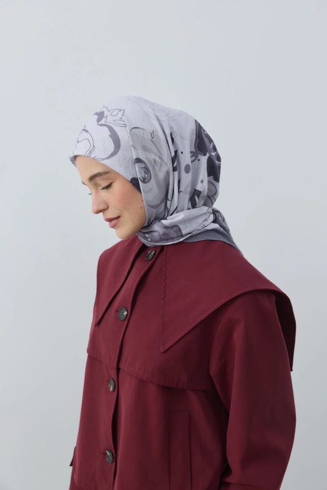 Olyvia Desenli Bambu Eşarp - Gri