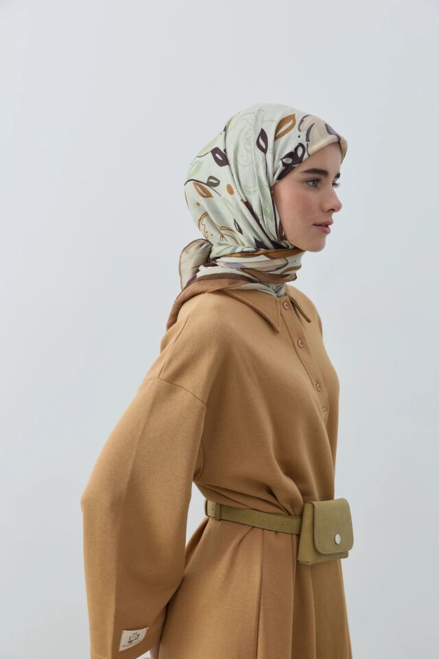 Olyvia Desenli Bambu Eşarp - Karamel