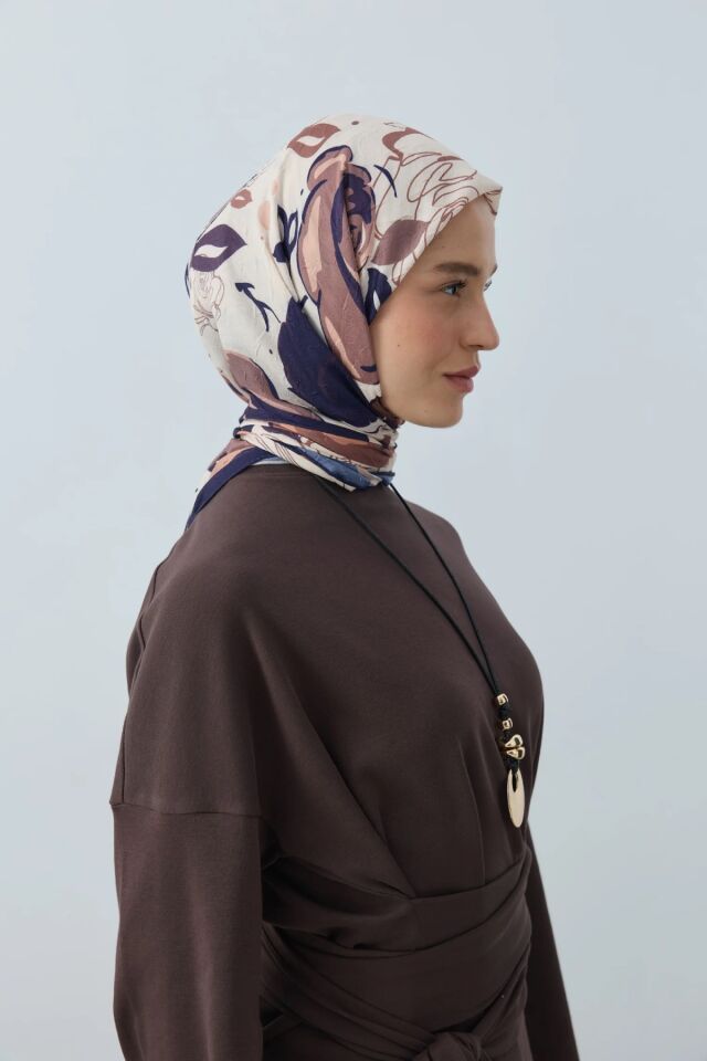 Olyvia Desenli Bambu Eşarp - Lacivert