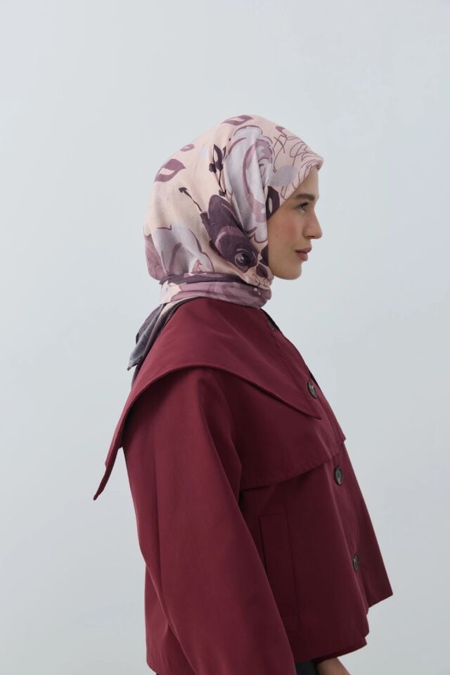 Olyvia Desenli Bambu Eşarp - Rubin