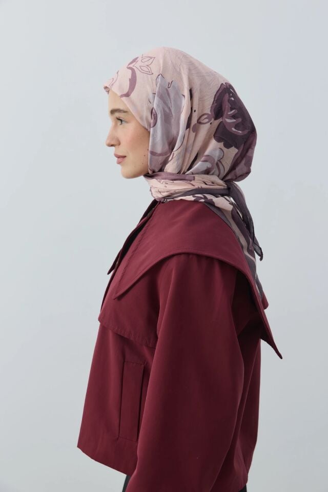 Olyvia Desenli Bambu Eşarp - Rubin