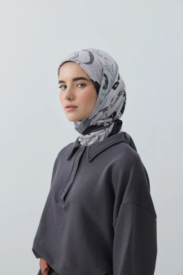 Olyvia Desenli Bambu Eşarp - Siyah