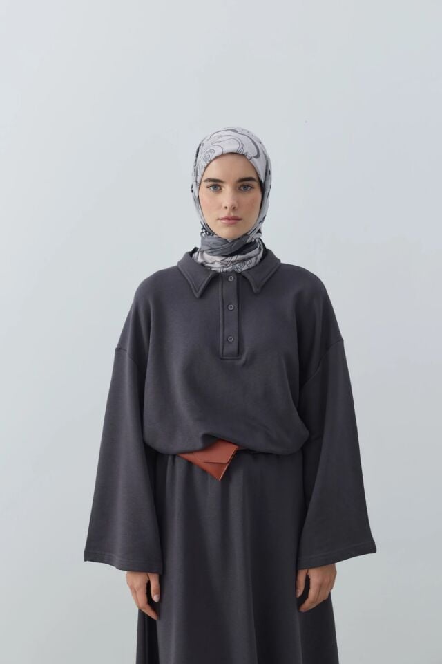 Olyvia Desenli Bambu Eşarp - Siyah