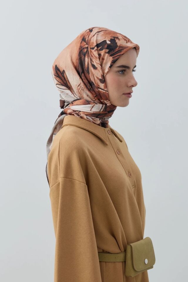 Seraphy Desenli Bambu Eşarp - Acı Kahve