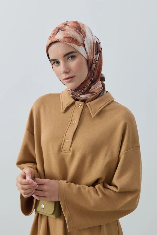 Seraphy Desenli Bambu Eşarp - Acı Kahve