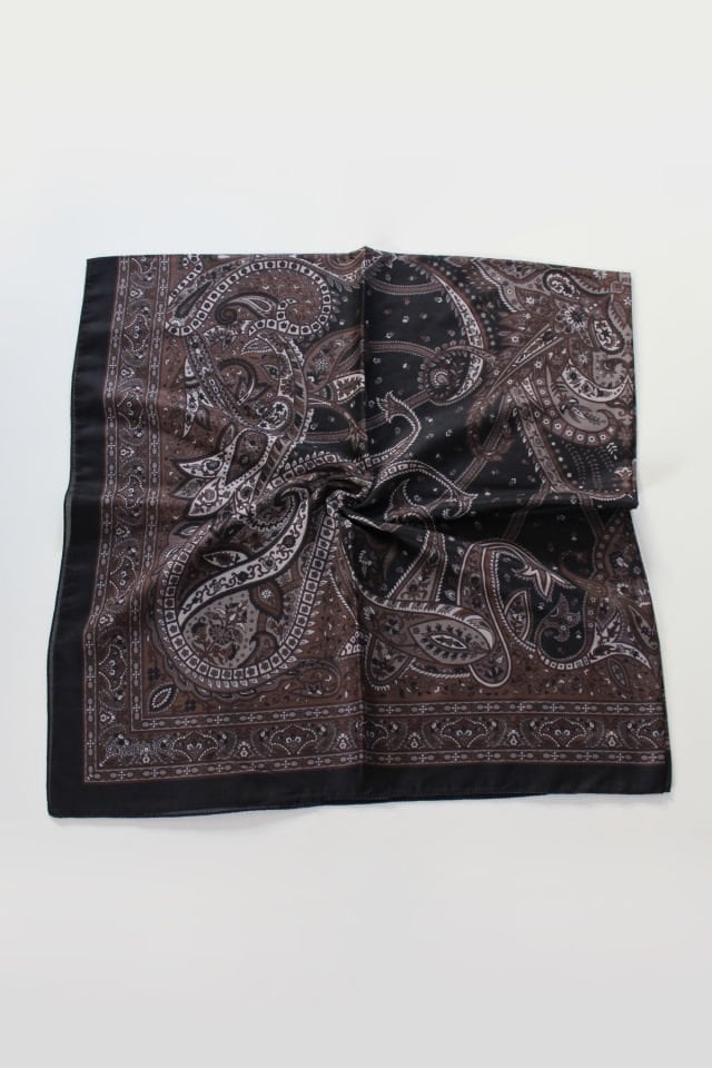 120x120 Etnik Desenli Soft Pamuk Eşarp - Siyah Vizon