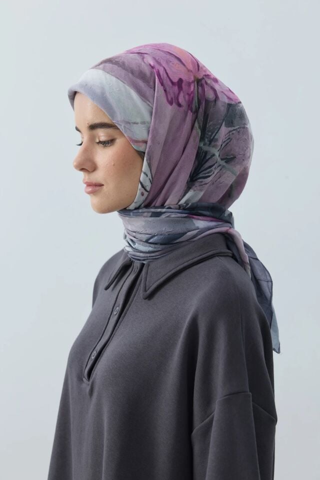 Seraphy Desenli Bambu Eşarp - Gri