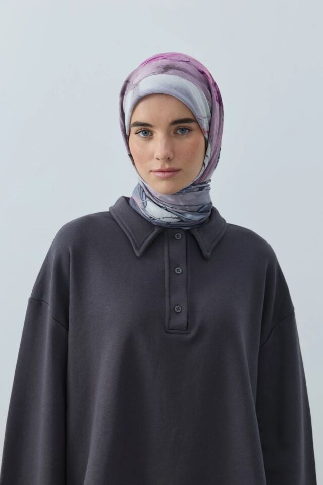 Seraphy Desenli Bambu Eşarp - Gri