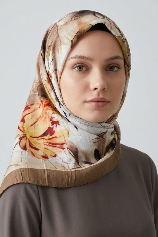 Seraphy Desenli Bambu Eşarp - Hardal