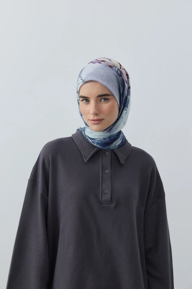 Seraphy Desenli Bambu Eşarp - İndigo