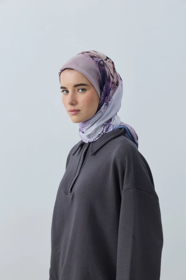 Seraphy Desenli Bambu Eşarp - Lacivert