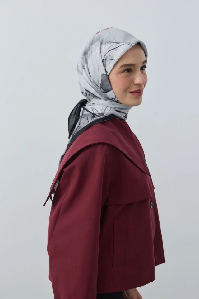 Seraphy Desenli Bambu Eşarp - Siyah Gri