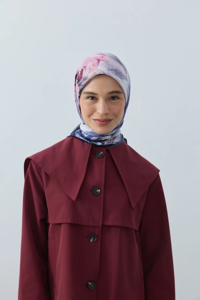 Seraphy Desenli Bambu Eşarp - Siyah Lila