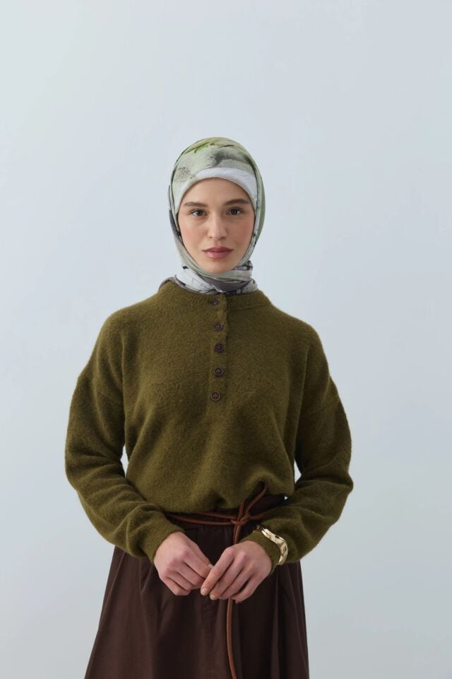 Seraphy Desenli Bambu Eşarp - Toprak