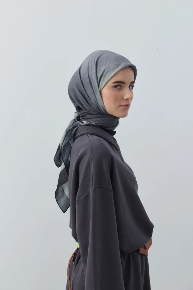 Orelia Desenli Bambu Eşarp - Siyah Yeşil