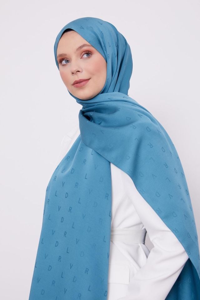 LVD Baskılı Jakarlı Şal - Su Yeşili