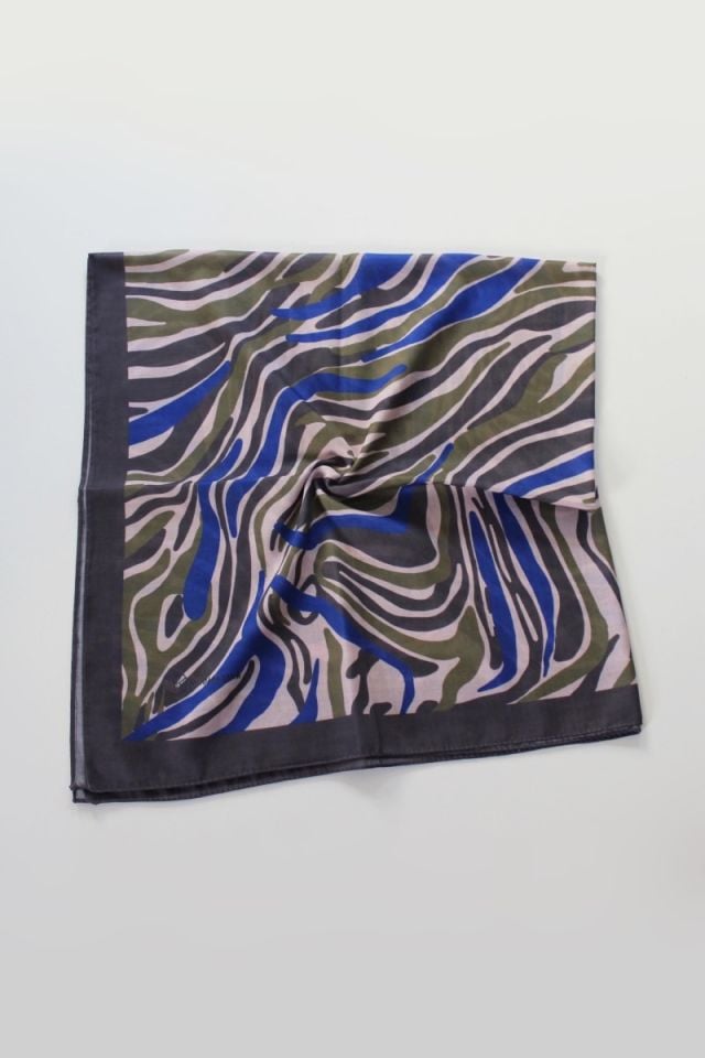 110x110 Zebra Desenli Pamuklu Eşarp - Antrasit