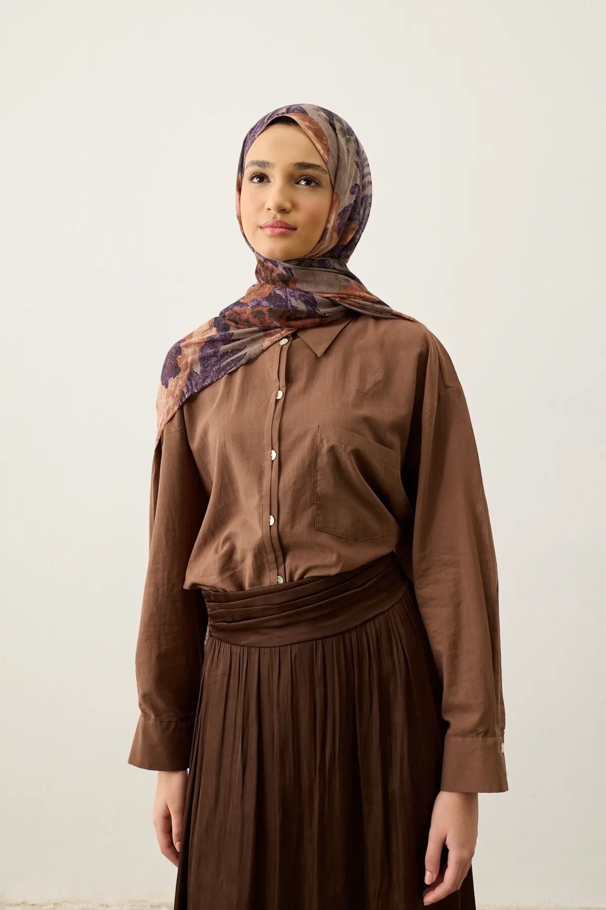 Lorya Desen Aya Pamuk Şal - Mor