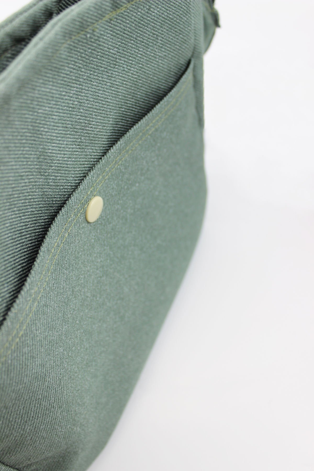 Düz Renk Kot Kumaş Çıtçıt Kapamalı Su Yeşili Kadın Küçük Boy Çapraz Omuz Çantası 26x20x11 Cm