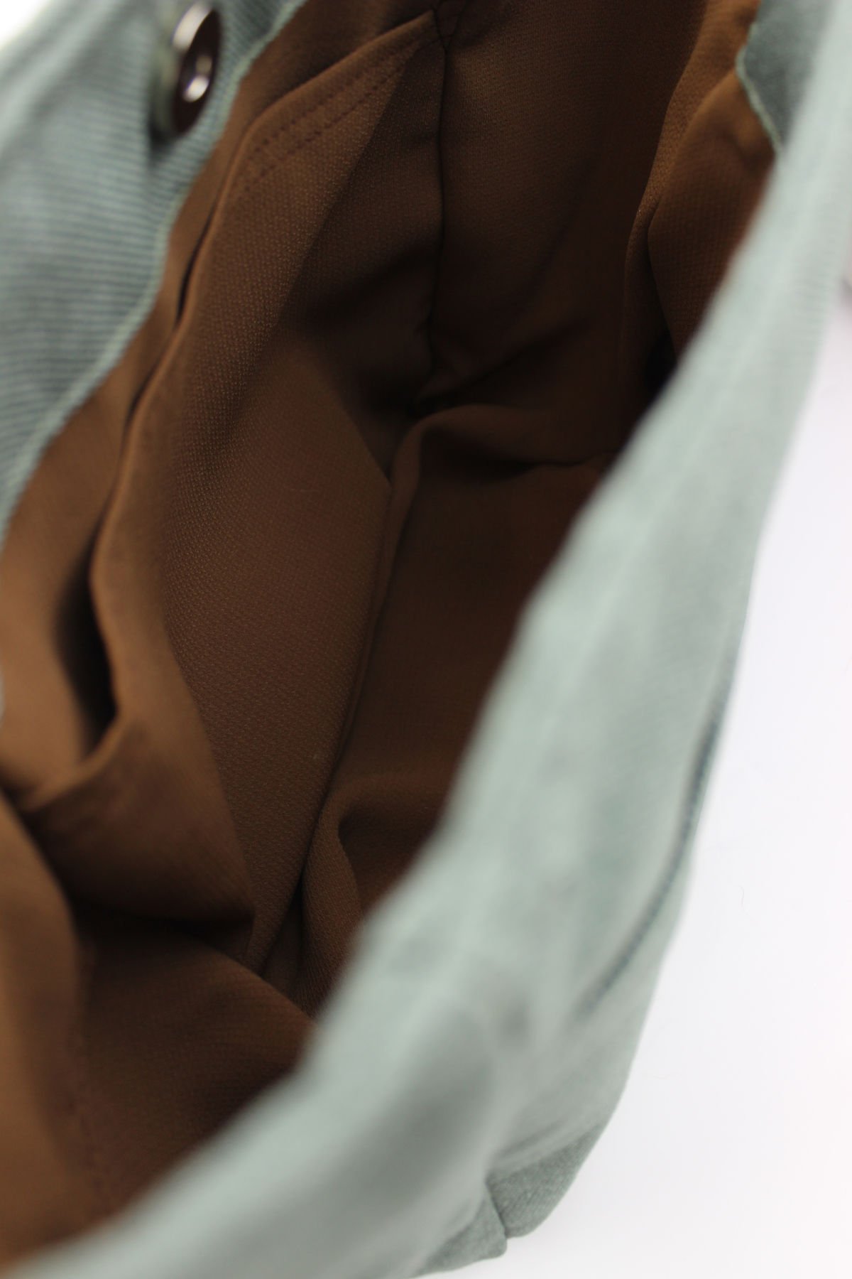 Düz Renk Kot Kumaş Çıtçıt Kapamalı Su Yeşili Kadın Küçük Boy Çapraz Omuz Çantası 26x20x11 Cm