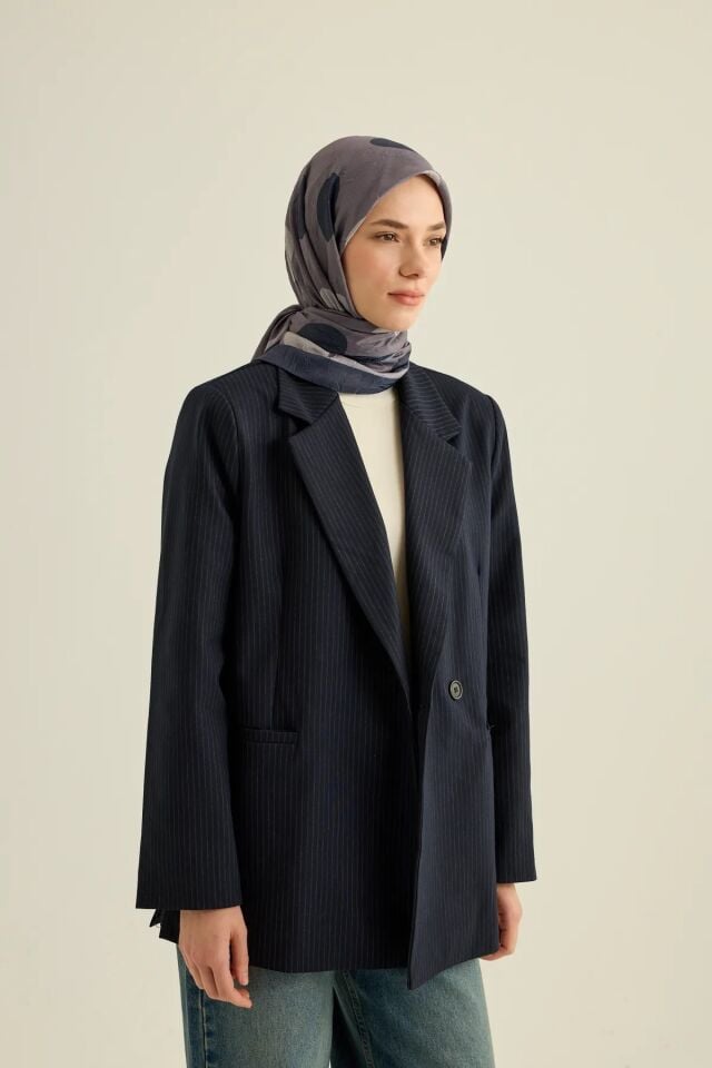 Puantiye Desenli Bambu Eşarp - Koyu Gri