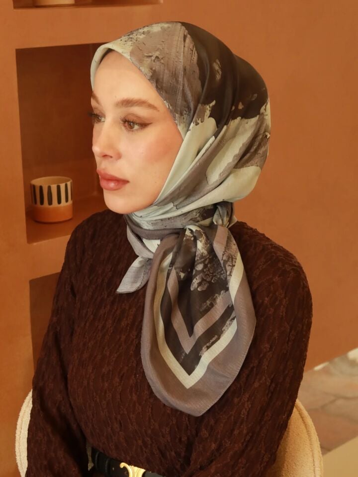Lymera Desenli Lina Eşarp - Gri