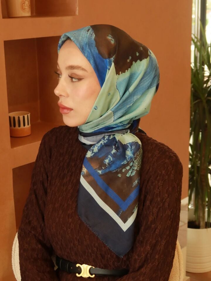 Lymera Desenli Lina Eşarp - Mavi
