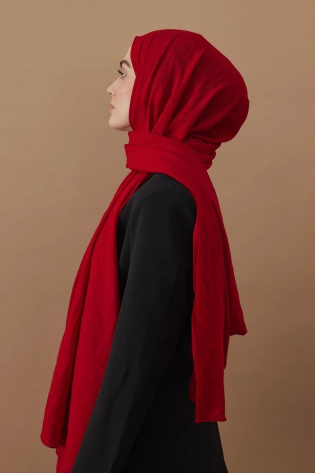 Pamuk Kraş Şal - Kırmızı
