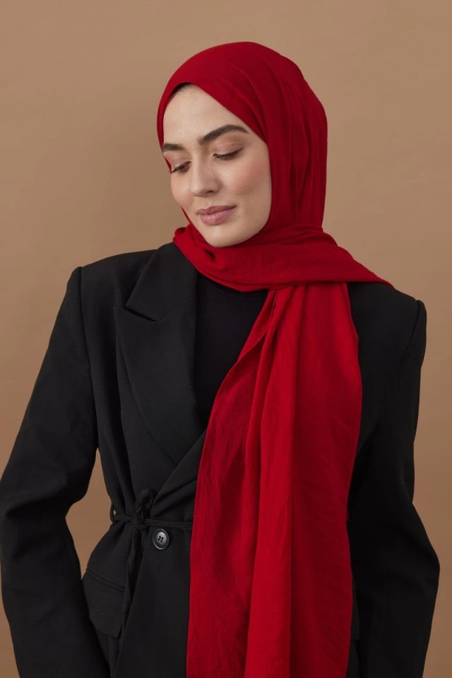 Pamuk Kraş Şal - Kırmızı