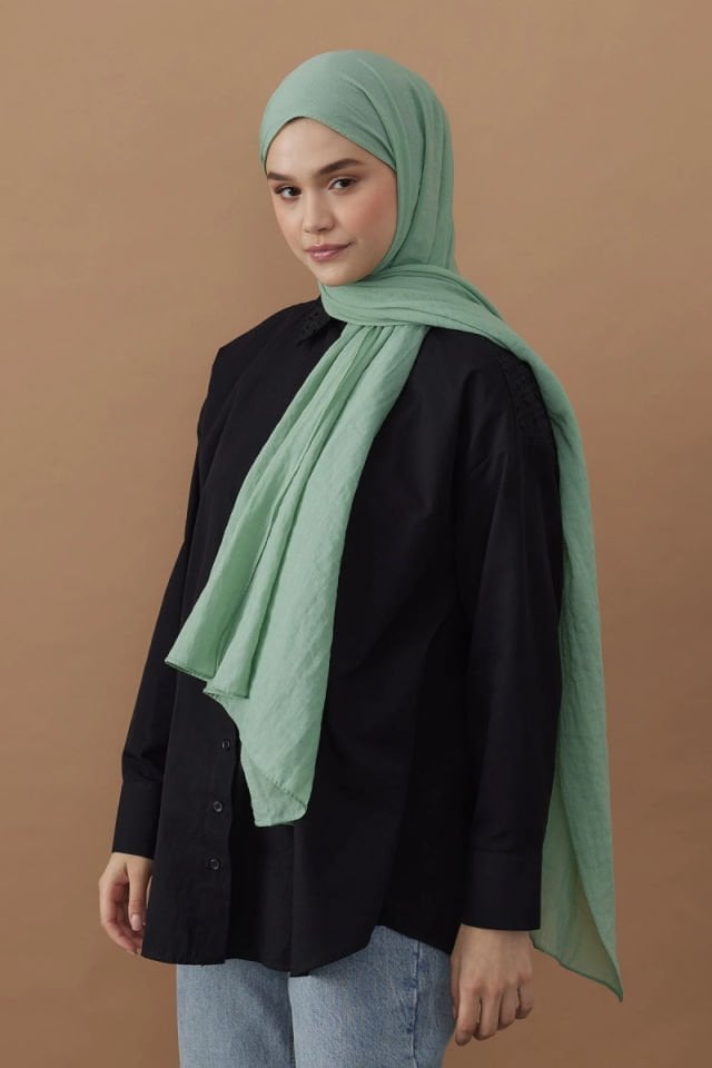 Pamuk Kraş Şal - Su Yeşili