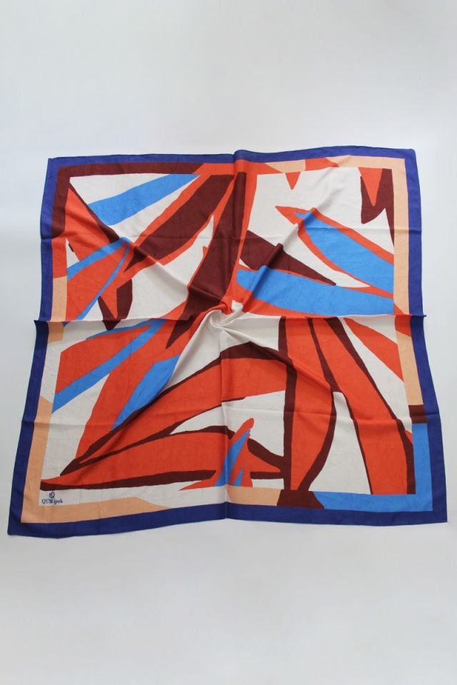 Karışık Desenli Bambu Kraş Eşarp - Mavi