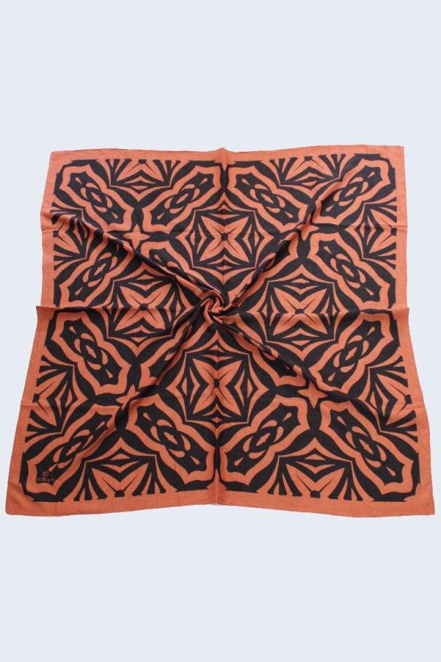 Vintage Desenli Bambu Kraş Eşarp - Kiremit