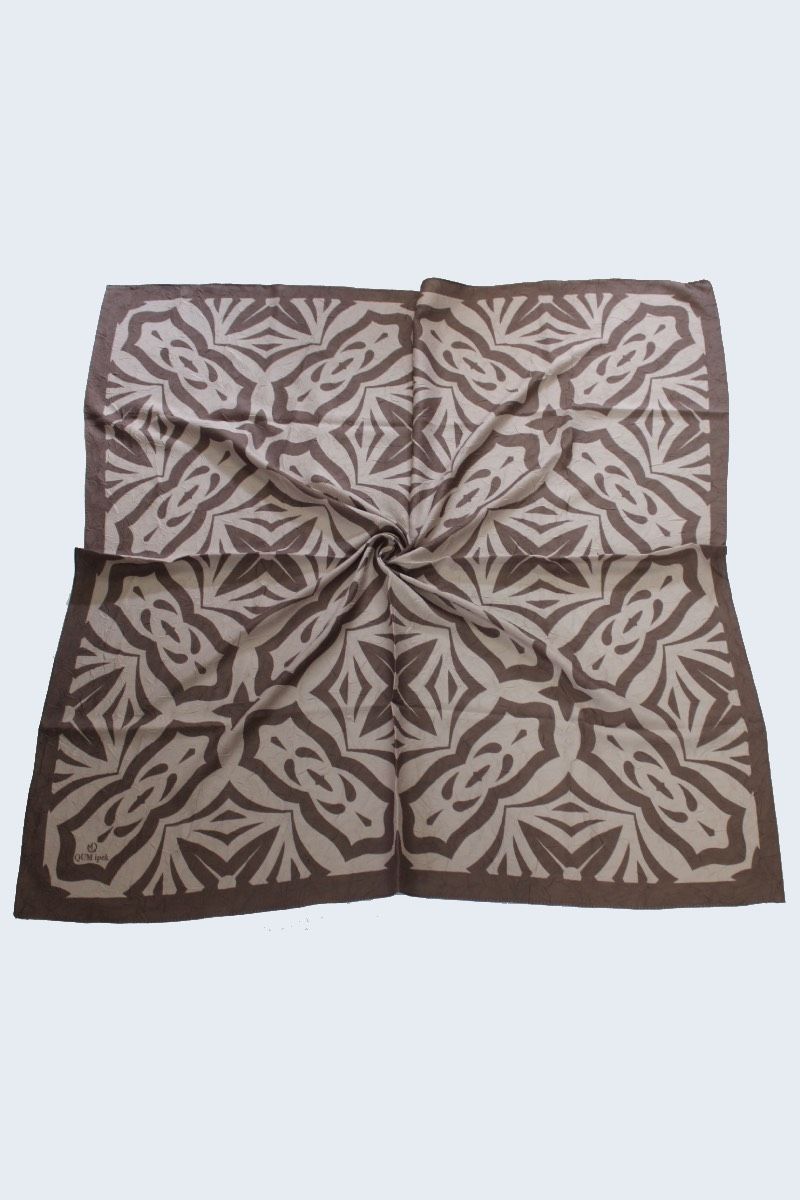 Vintage Desenli Bambu Kraş Eşarp - Vizon