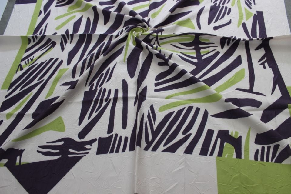 Çizgi Desenli Bambu Kraş Eşarp - Çağla